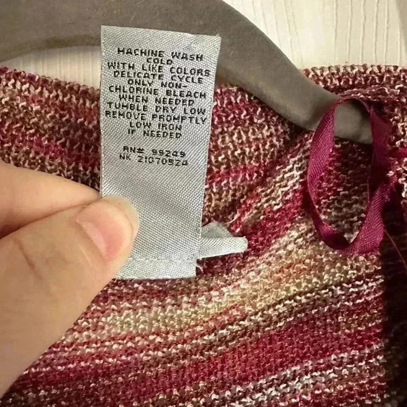 Catherines Open Front Waterfall Knit Sweater Cardigan Women's Red Cream Size 2X - Picture 3 of 6